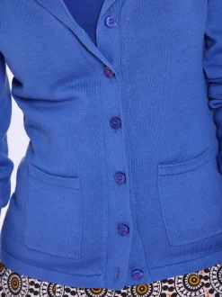 Veste en tricot fin superbe basique avec poches plaquées