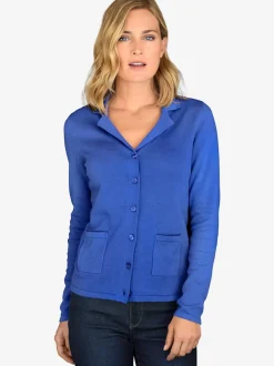 Veste en tricot fin superbe basique avec poches plaquées