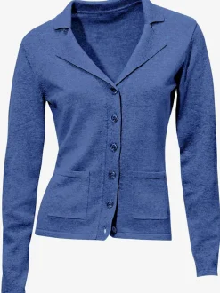 Veste en tricot fin superbe basique avec poches plaquées