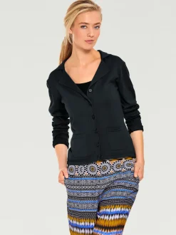 Veste en tricot fin superbe basique avec poches plaquées