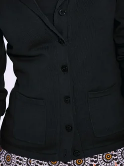 Veste en tricot fin superbe basique avec poches plaquées