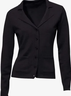Veste en tricot fin superbe basique avec poches plaquées