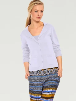 Veste en tricot fin superbe basique avec poches plaquées