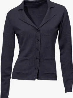 Veste en tricot fin superbe basique avec poches plaquées