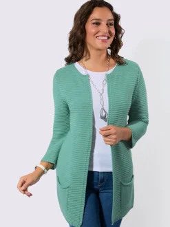 Veste en tricot forme ouverte et longue tendance
