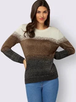 Veste en tricot jacquard fils brillants dorés