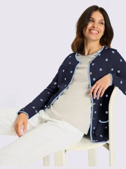 Veste en tricot jacquard fleurs en jacquard