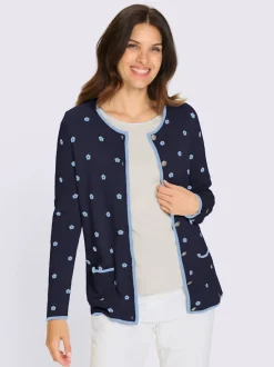 Veste en tricot jacquard fleurs en jacquard