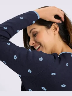 Veste en tricot jacquard fleurs en jacquard