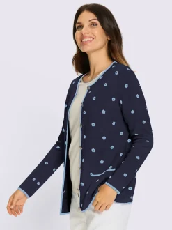 Veste en tricot jacquard fleurs en jacquard