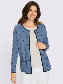 Veste en tricot jacquard fleurs en jacquard