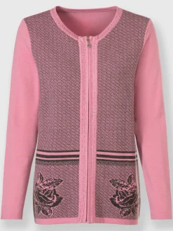 Veste en tricot jacquard petites pierres brillantes fantaisie