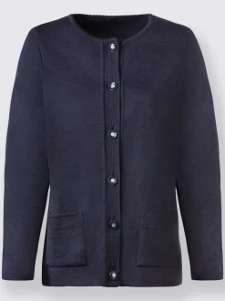 Veste en tricot laine mérinos à col rond et manches longues