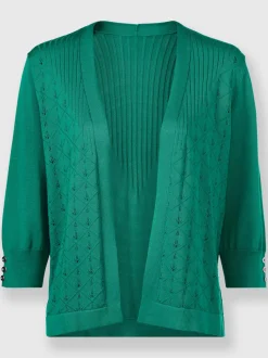 Veste en tricot ouverte à manches trois quarts