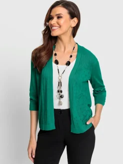 Veste en tricot ouverte à manches trois quarts
