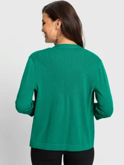 Veste en tricot ouverte à manches trois quarts