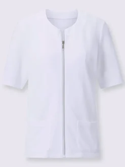 Veste légère en tricot avec encolure ronde et poches plaquées
