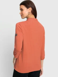 Veste légère en viscose col montant et poches trois quart