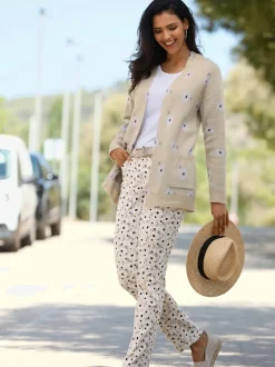 Veste longue en tricot à manches longues et motif jacquard