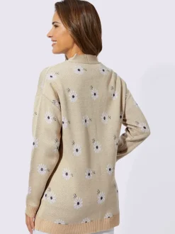 Veste longue en tricot à manches longues et motif jacquard