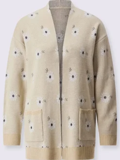Veste longue en tricot à manches longues et motif jacquard