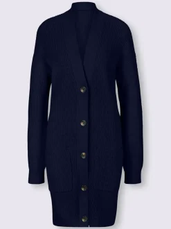 Veste longue en tricot 2 poches plaquées