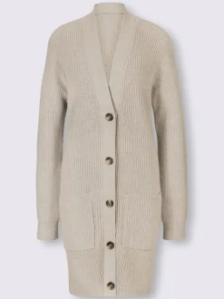 Veste longue en tricot 2 poches plaquées