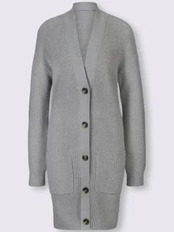 Veste longue en tricot 2 poches plaquées