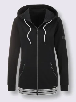 Veste matière sweat en coupe hoodie avec capuche et poches zippées
