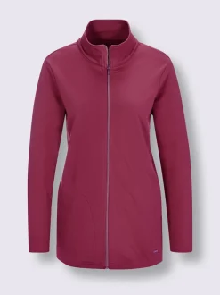 Veste matière sweat sportive à glissière poches et manches longues