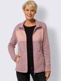 Veste polaire à col montant et manches longues empiècements contrastés