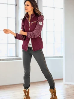 Veste polaire zippée et col montant avec emblème en tricot