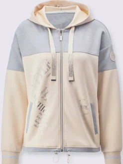 Veste sweat à capuche bicolore avec cordon et poches manches longues