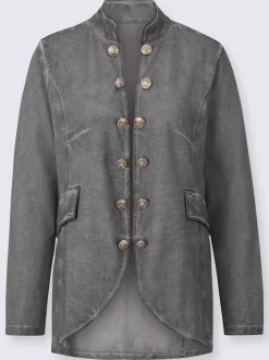Veste uni à col montant et manches longues et poches